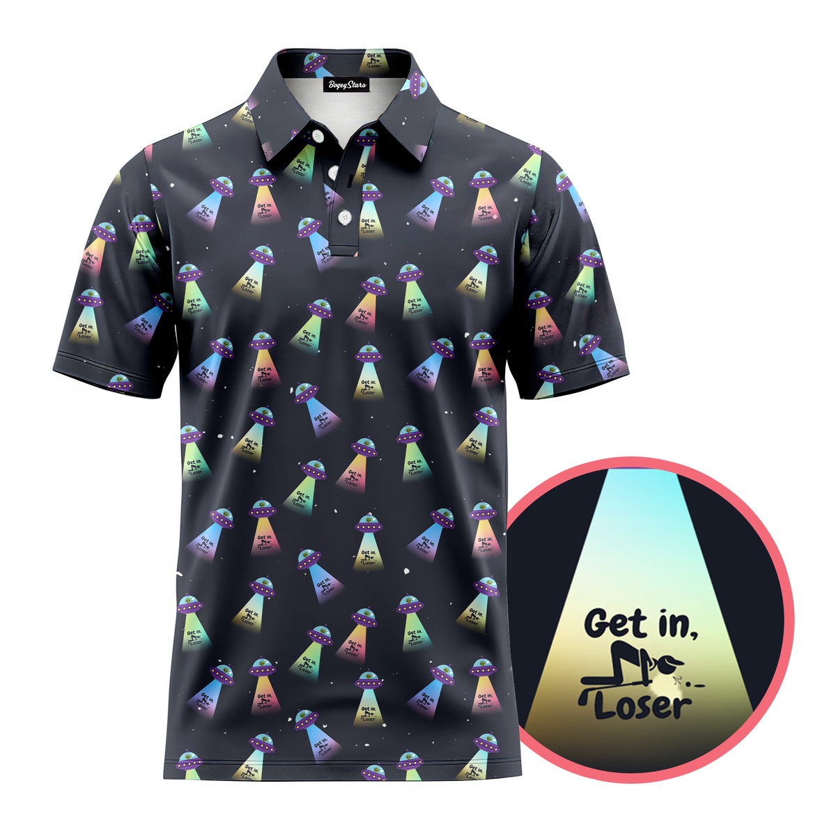Crazy golf polos | Get In Loser | Bogey Stars – Bogey Stars Golf Co