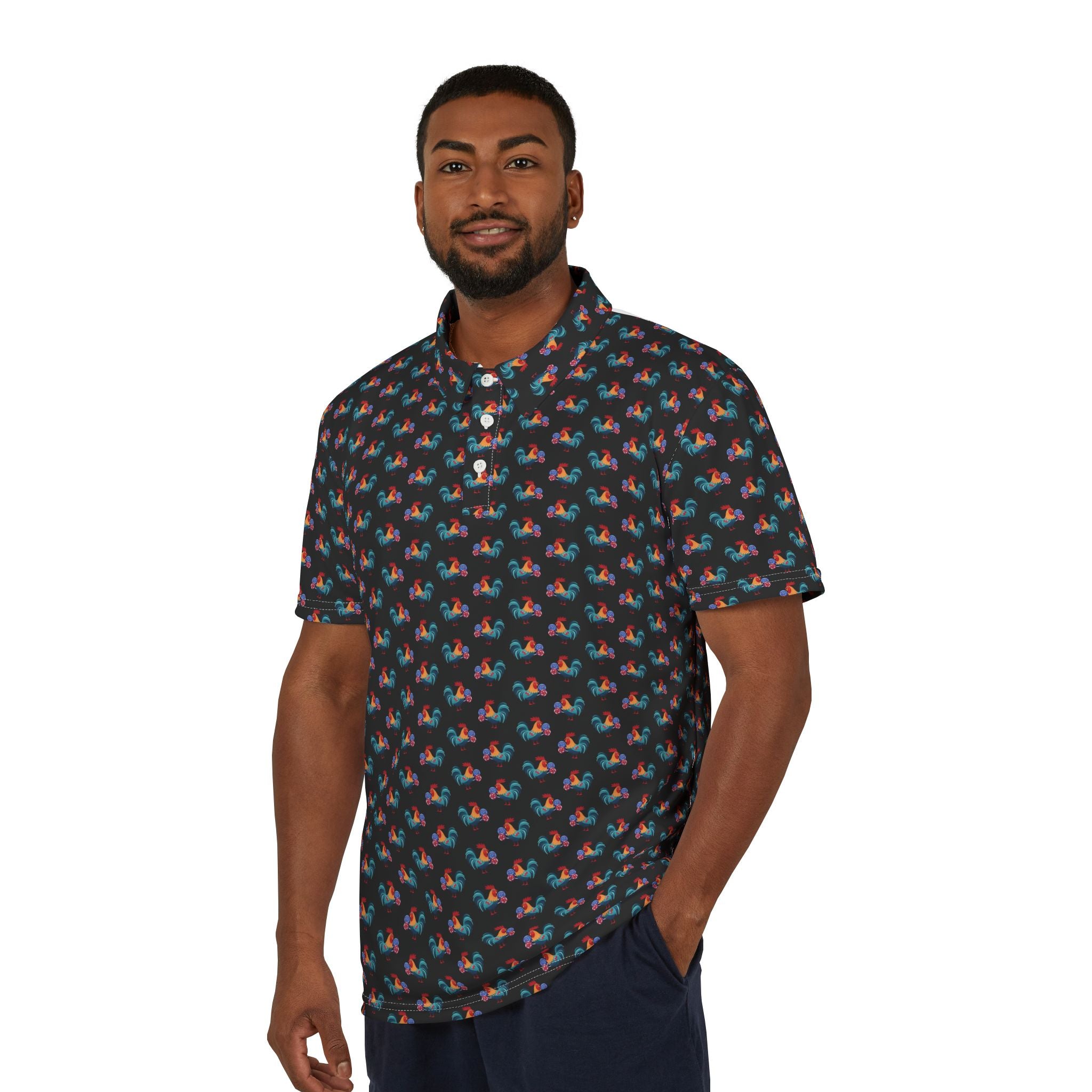 Funny Golf Polos | Rooster Lollipop - Black Men's Polo | Bogey